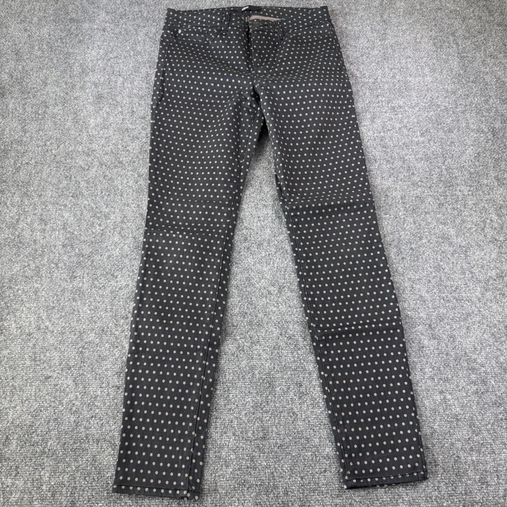 else Skinny Pants Women 29 Black Tan Polka Dot Stretch Tencel Blend Indie